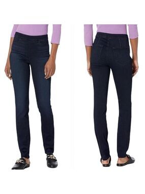 Paige Hoxton Ultra Skinny Pull on High Rise in Dark Wash Drama, size 26